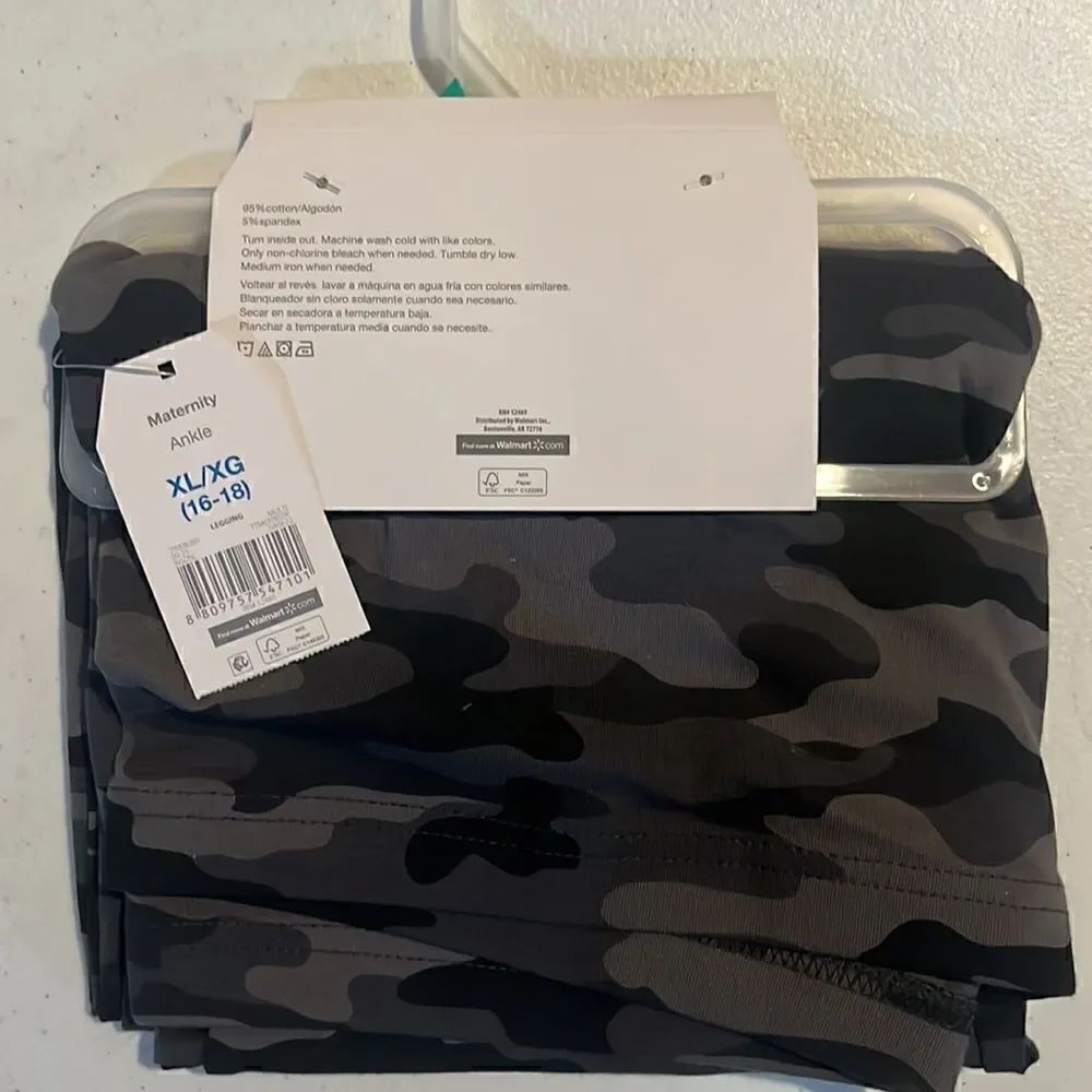 Time and Tru Black Camouflage Ankle Legging Maternity XL - Picture 2 of 2